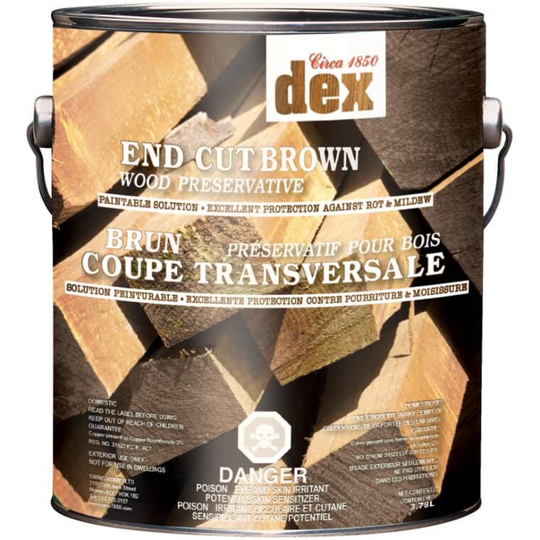 Scellant de préservation du bois Dex, coupe transversale, brun, 3,78 ml