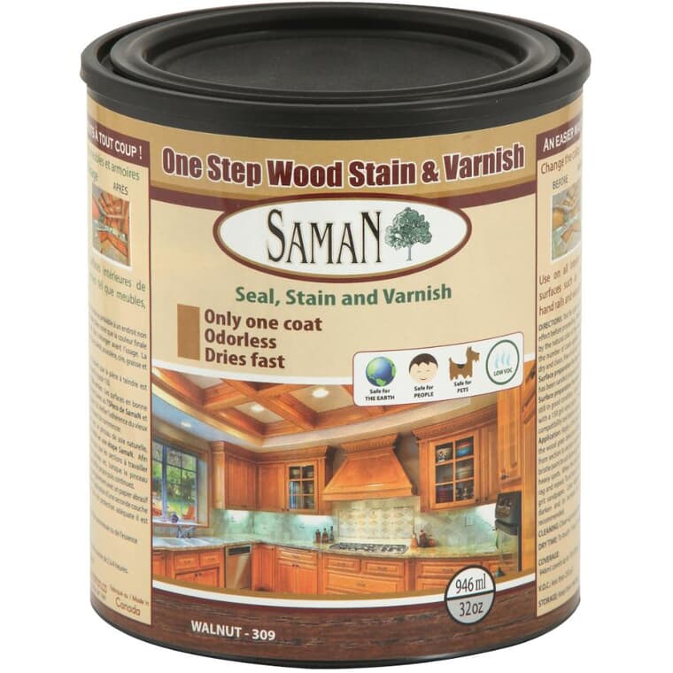 One Step Wood, Stain & Varnish Finish - Walnut, 946 ml