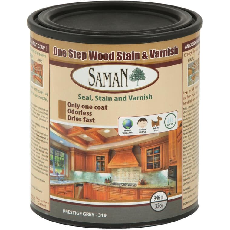 One Step Wood, Stain & Varnish Finish - Prestige Grey, 946 ml