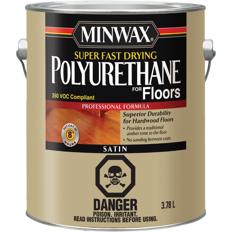 Fast Drying Polyurethane Finish - for Floors, Clear Satin, 3.78 L