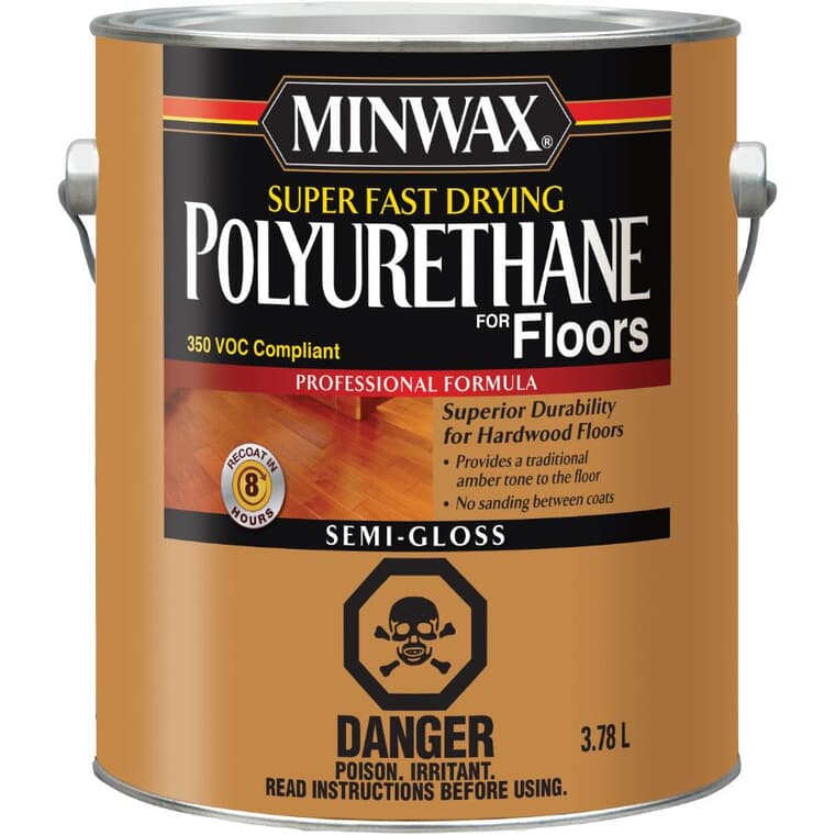 Fast Drying Polyurethane Finish - for Floors, Semi Gloss Clear, 3.78 L