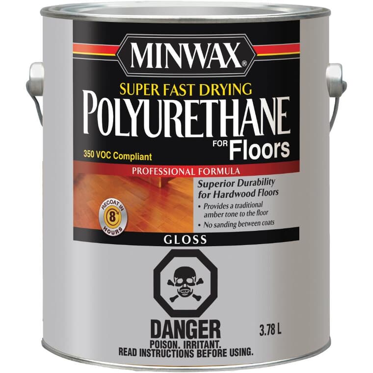 Fast Drying Polyurethane Finish - for Floors, Clear Gloss, 3.78 L