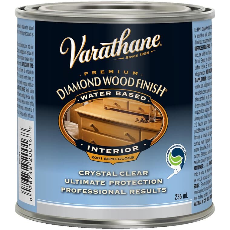 Premium Interior Diamond Wood Finish - Crystal Clear Semi-Gloss, 236 ml