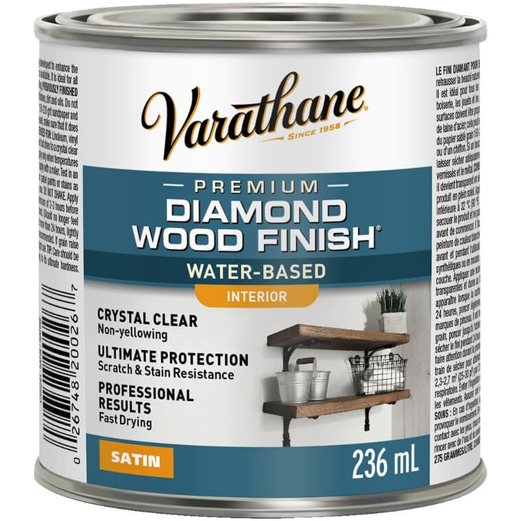 Premium Interior Diamond Wood Finish - Crystal Clear Satin, 236 ml