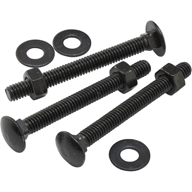 3 Pack 5/16" x 3" Black Carriage Bolts with Nuts & Washers