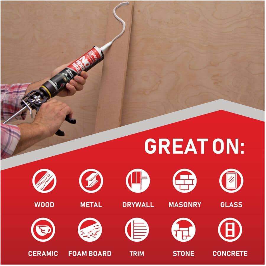 LePage No More Nails All Purpose Instant Grab Construction Adhesive, 177 ML, Latex-based Adhesive For Interior Construction And Multi-purpose Use