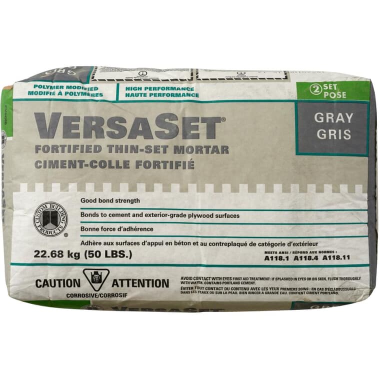 VersaSet Fortified Thinset Tile Mortar - Grey, 50 lb
