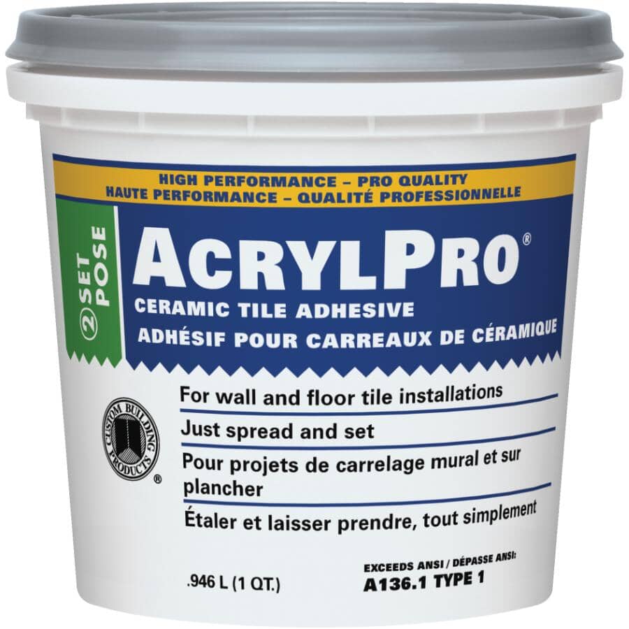 CUSTOM BUILDING PRODUCTS:Adhésif AcrylPro pour carreaux de céramique, 946 ml
