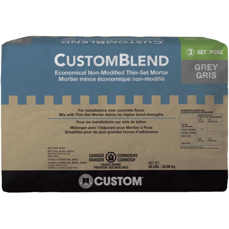 CustomBlend Non Modified Thinset Tile Mortar - Grey, 50 lb