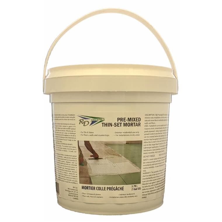 Pre-Mixed Thinset Tile Mortar - White, 3.78 L