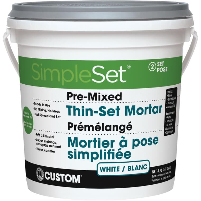 Pre-Mixed Thinset Tile Mortar - White, 3.78 L