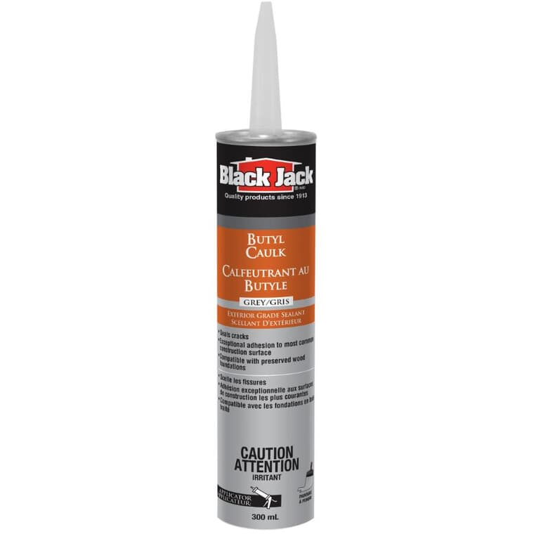 Black Jack Butyl Rubber Acrylic Caulking - Grey, 300 ml