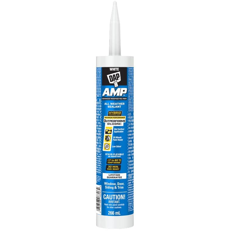 AMP All Weather Window, Door and Siding Sealant - White, 266 ml