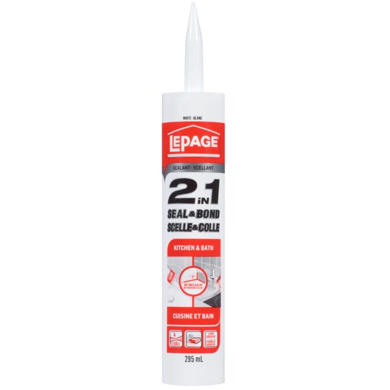 2 in 1 Seal & Bond Kitchen & Bath Acrylic Sealant - White, 295 ml