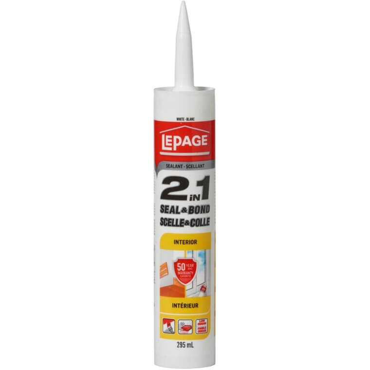 2 in 1 Seal & Bond Interior Acrylic Sealant - White, 295 ml