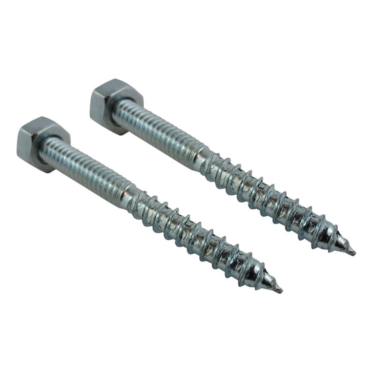 2 Pack 1/4" x 2-1/2" Zinc Plated Hanger Bolts, with Nuts