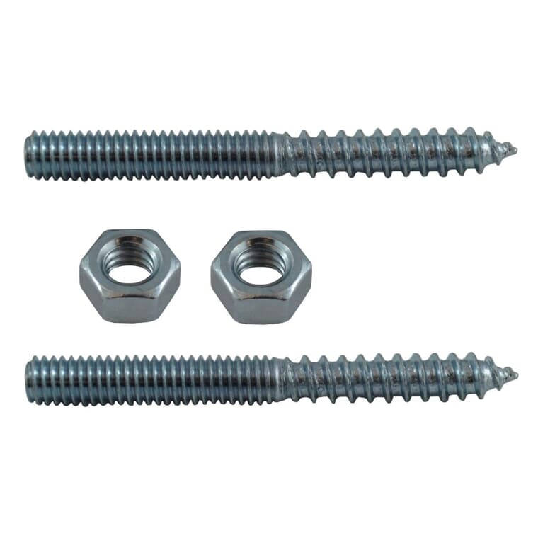 2 Pack 5/16" x 3" Zinc Plated Hanger Bolts, with Nuts