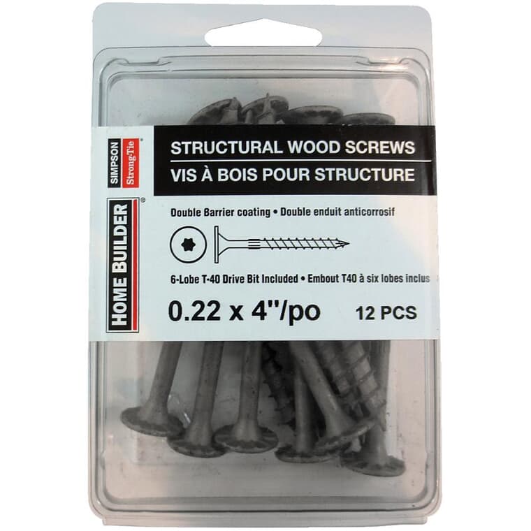 4" Structural Wood Screws - 12 Pack