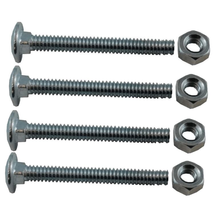 4 Pack 1/4" x 2-1/2" #2 Zinc Plated Coarse Carriage Bolts