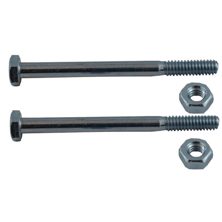 2 Pack 1/4" x 3" #2 Zinc Plated Hex Bolts, with Nut