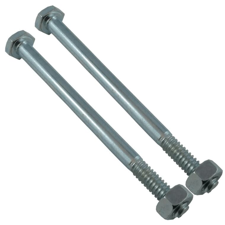 2 Pack 1/4" x 3-1/2" #2 Zinc Plated Hex Bolts, with Nut