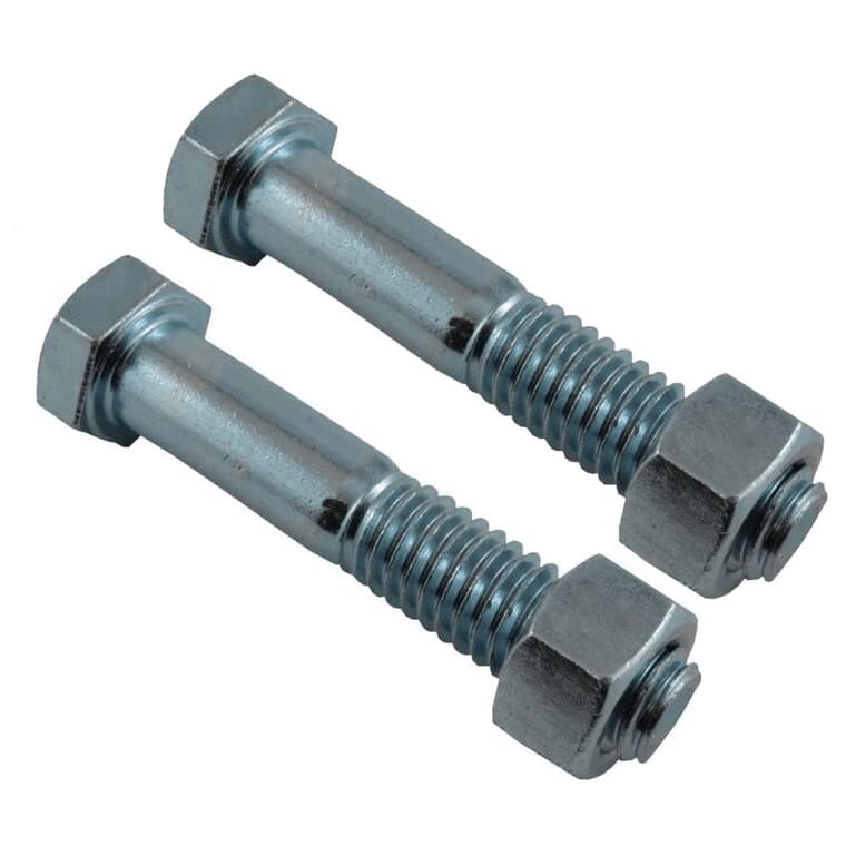 2 Pack 3/8" x 2" #2 Zinc Plated Hex Bolts, with Nut