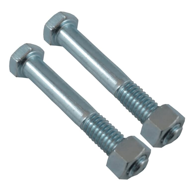 2 Pack 3/8" x 2-1/2" #2 Zinc Plated Hex Bolts, with Nut