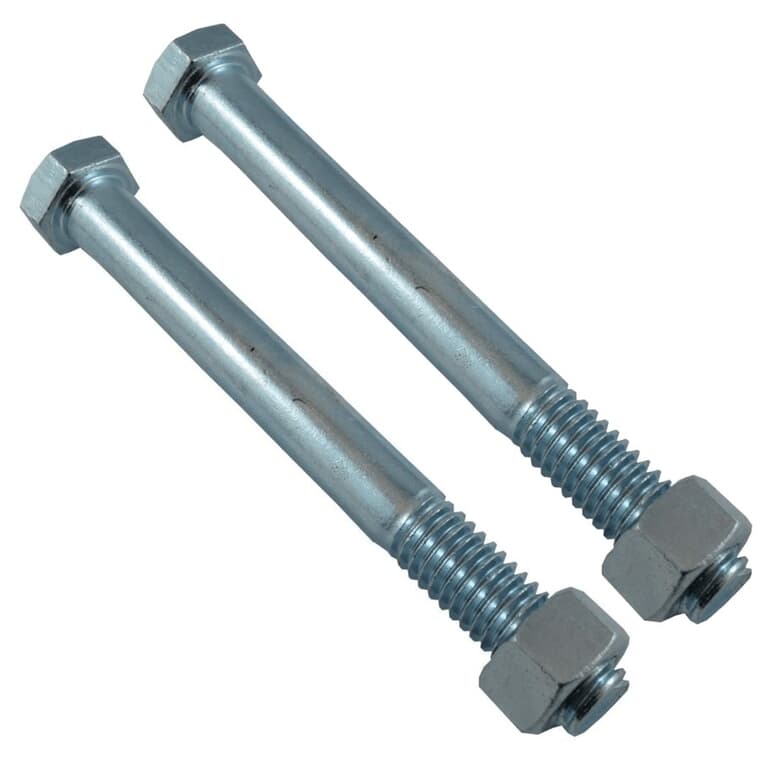 2 Pack 3/8" x 3-1/2" #2 Zinc Plated Hex Bolts, with Nut