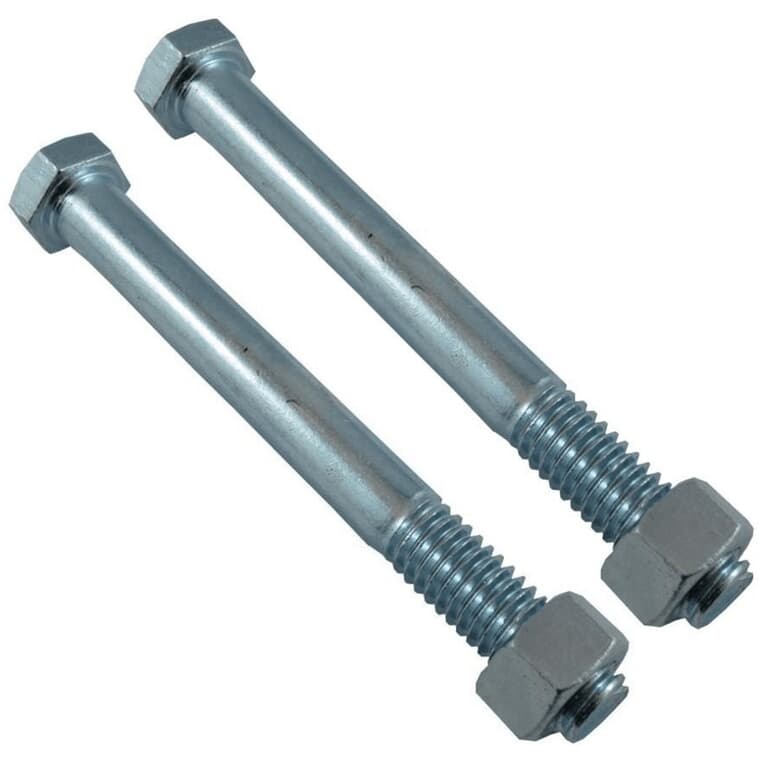2 Pack 3/8" x 4" #2 Zinc Plated Hex Bolts, with Nut