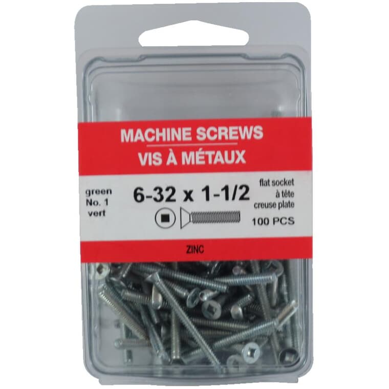 100 Pack #6-32 x 1-1/2" Zinc Plated Flat Head Machine Screw