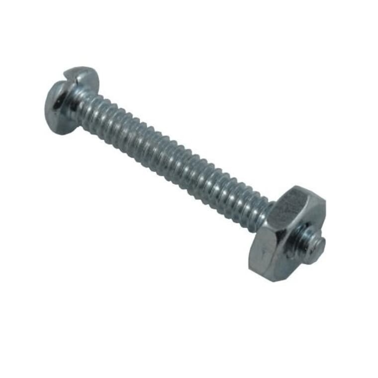 10 Pack 6-32 x 1" Zinc Plated Round Head Machine Screws, with Nuts