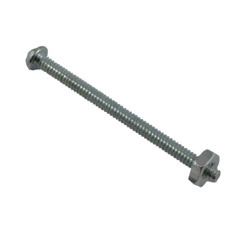 10 Pack 6-32 x 2" Zinc Plated Round Head Machine Screws, with Nuts