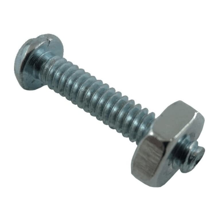 10 Pack 6-32 x 3/4" Zinc Plated Round Head Machine Screws, with Nuts