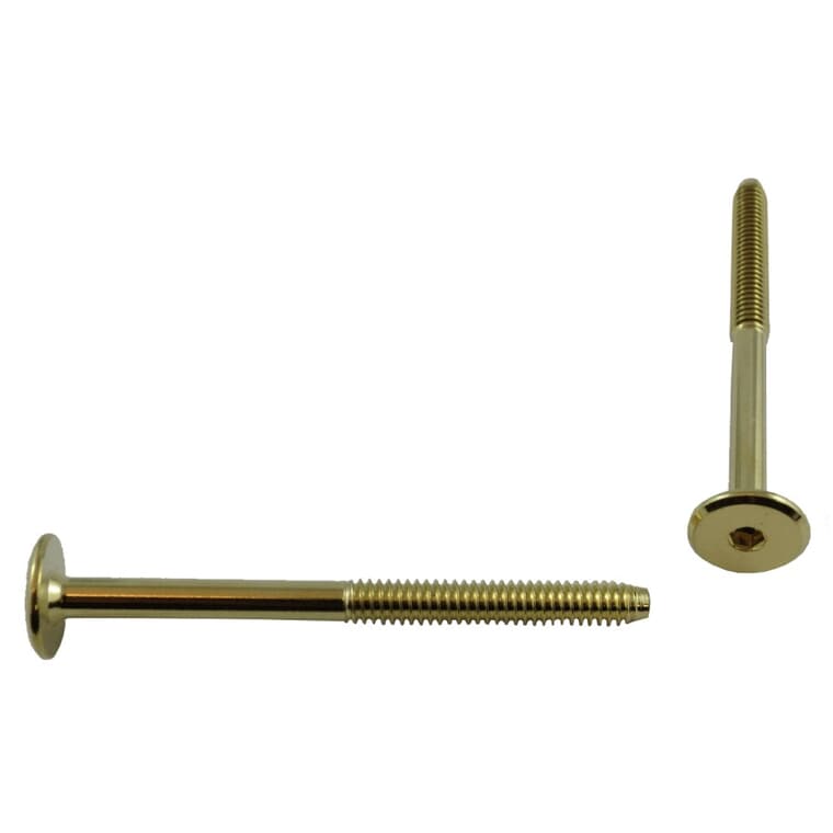 2 Pack 1/4" x 3-1/4" Brass Plated Connector Bolts