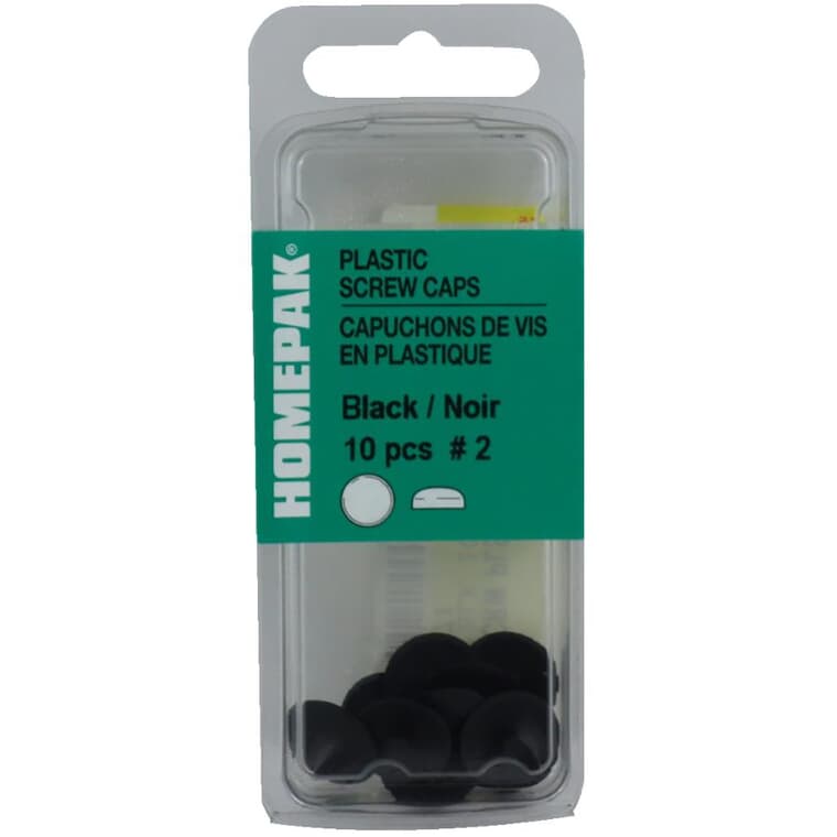 10 Pack #2 Black Plastic Screw Caps