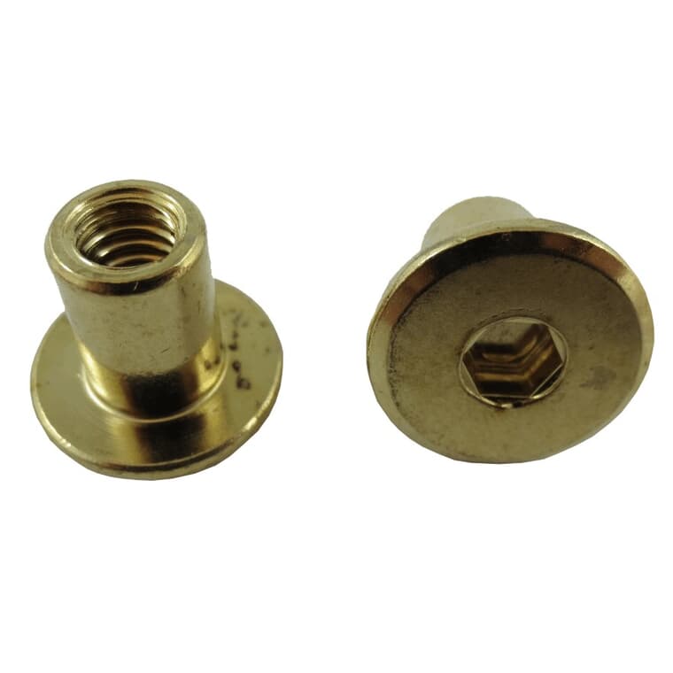 2 Pack 1/4"-20 x 12mm Brass Plated Connector Cap Nuts