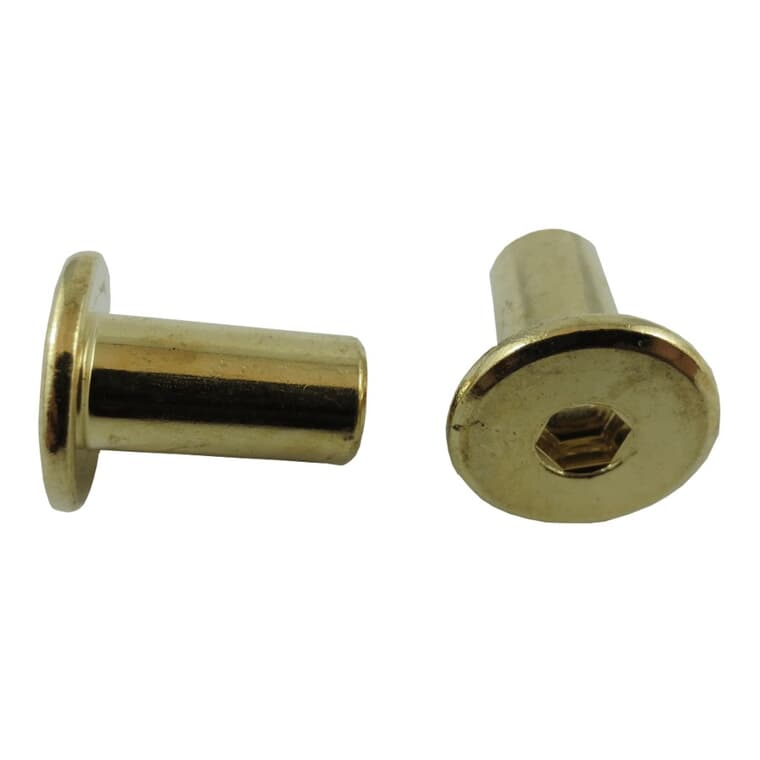 2 Pack 1/4"-20 x 17mm Brass Plated Connector Cap Nuts