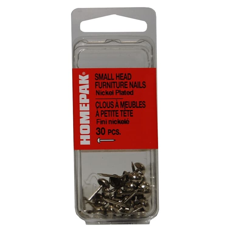 30 Pack Nickel Small Round Head Upholstery Nails