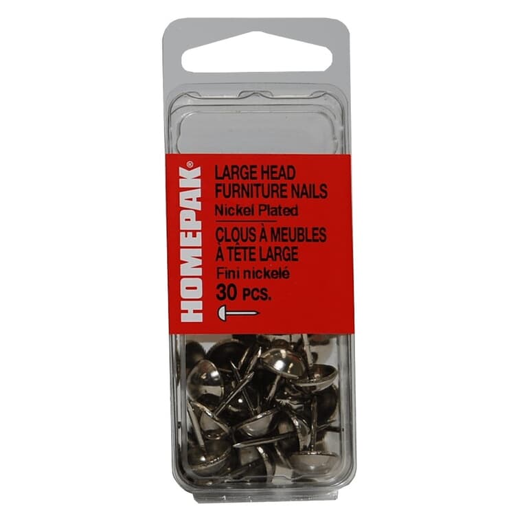 30 Pack Nickel Large Round Head Upholstery Nails