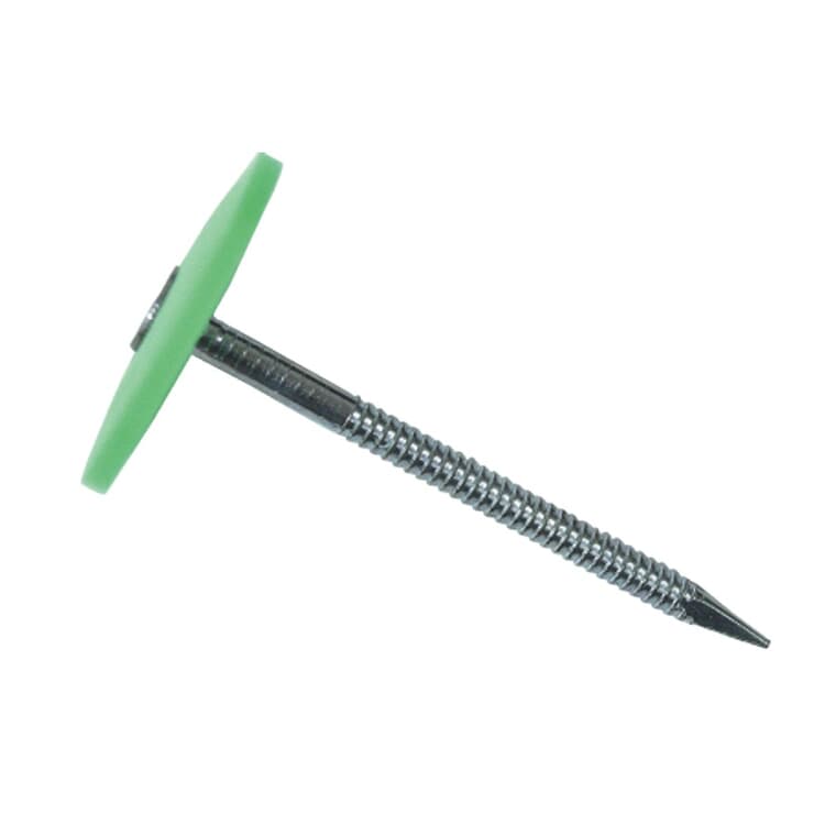 100 Pack 2" Green Plastic Top Spiral Nails