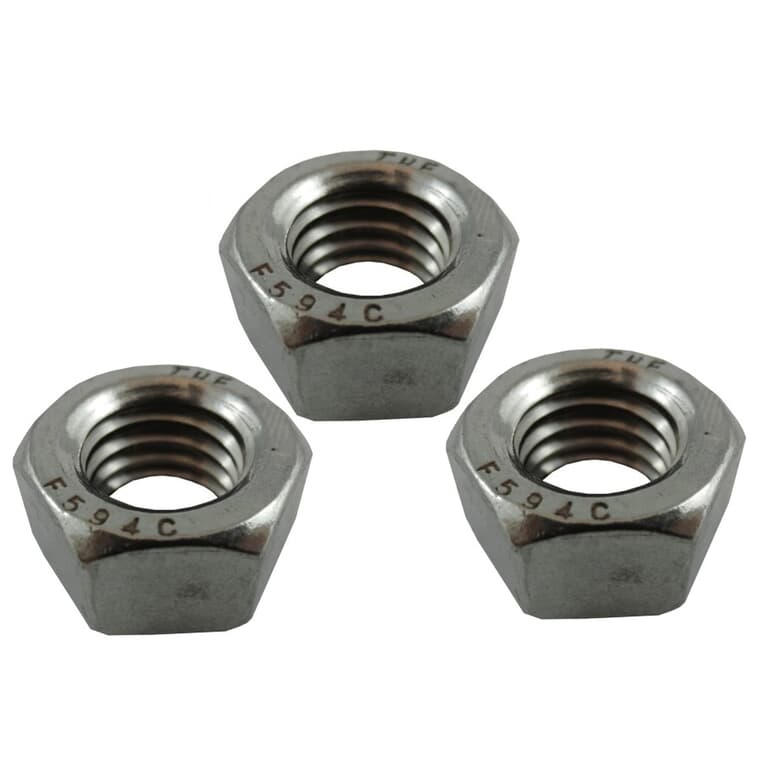 3 Pack 1/2-13 18.8 Stainless Steel Coarse Hex Nuts