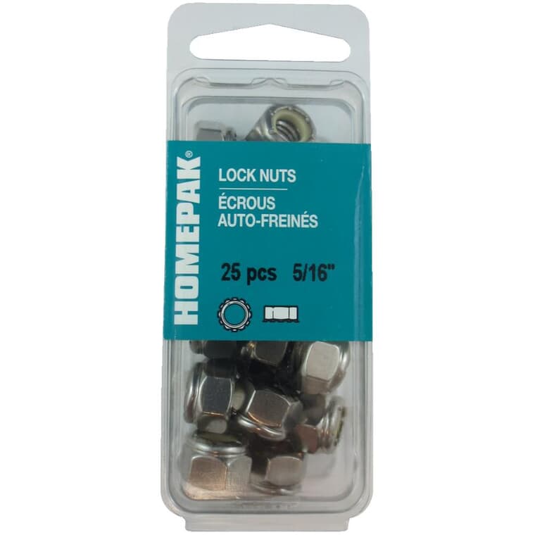 25 Pack 5/16"-18 18.8 Stainless Steel Nylon Insert Lock Nuts
