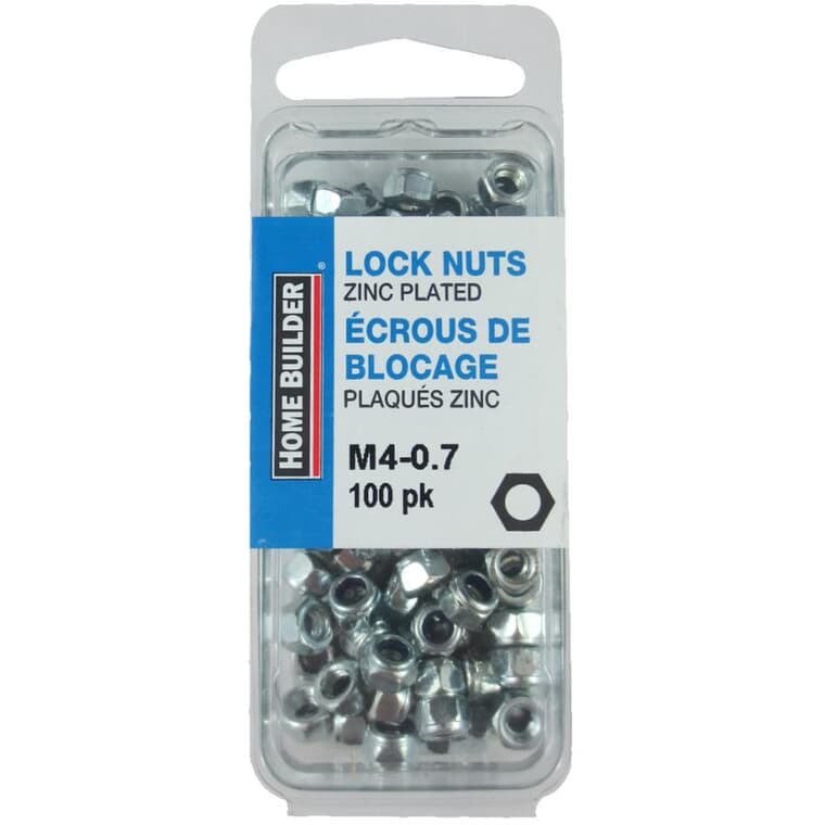 100 Pack M4 Zinc Plated Nylon Insert Lock Nuts