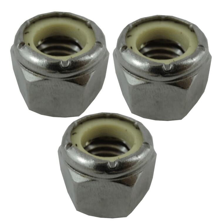 3 Pack 1/2"-13 18.8 Stainless Steel Nylon Insert Lock Nuts
