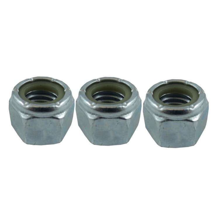 3 Pack 1/2"-13 Zinc Plated Nylon Insert Lock Nuts