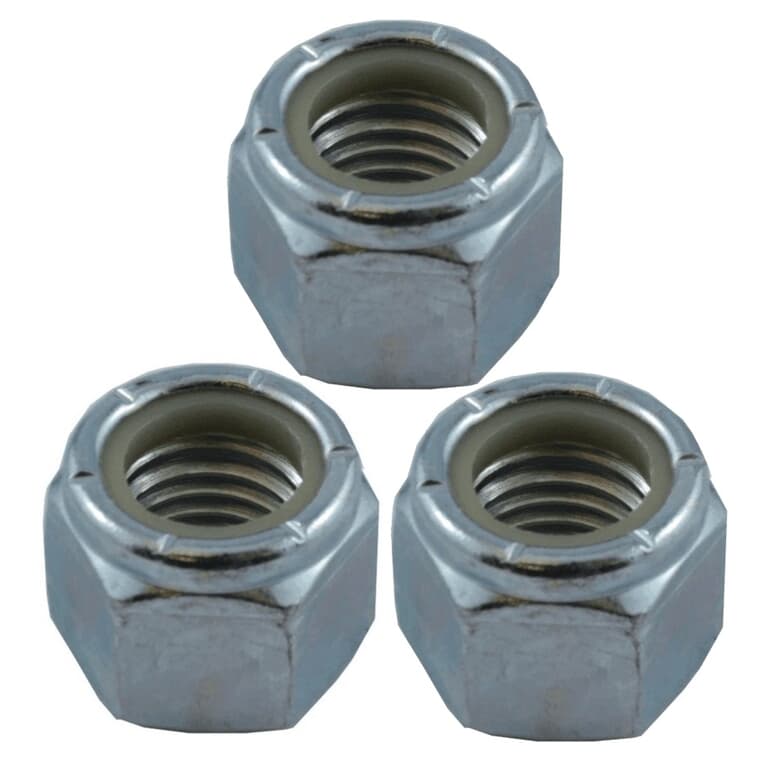 3 Pack 3/4"-10 Zinc Plated Nylon Insert Lock Nuts