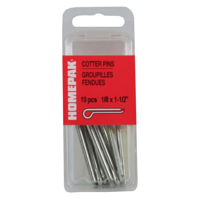 10 Pack 1/8" x 1-1/2" Zinc Plated Cotter Pins