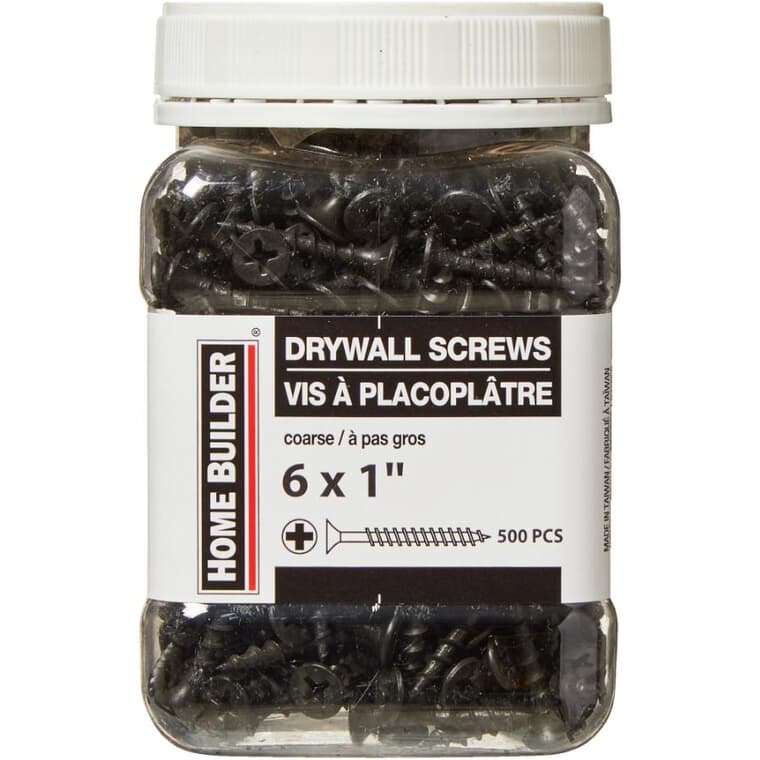 500 Pack #6 x 1" Coarse Thread Drywall Screws