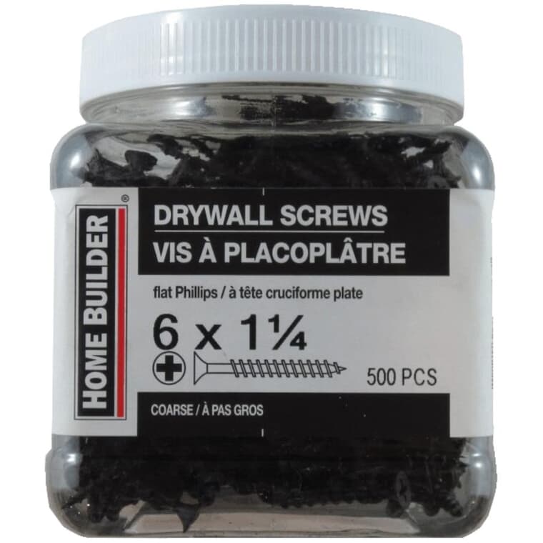 500 Pack #6 x 1-1/4" Coarse Thread Drywall Screws