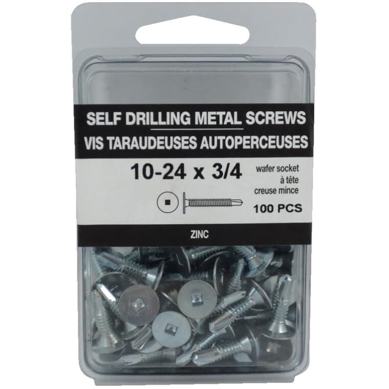 100 Pack #10 x 3/4" Wafer Head Socket Self-Drilling Tap Screws